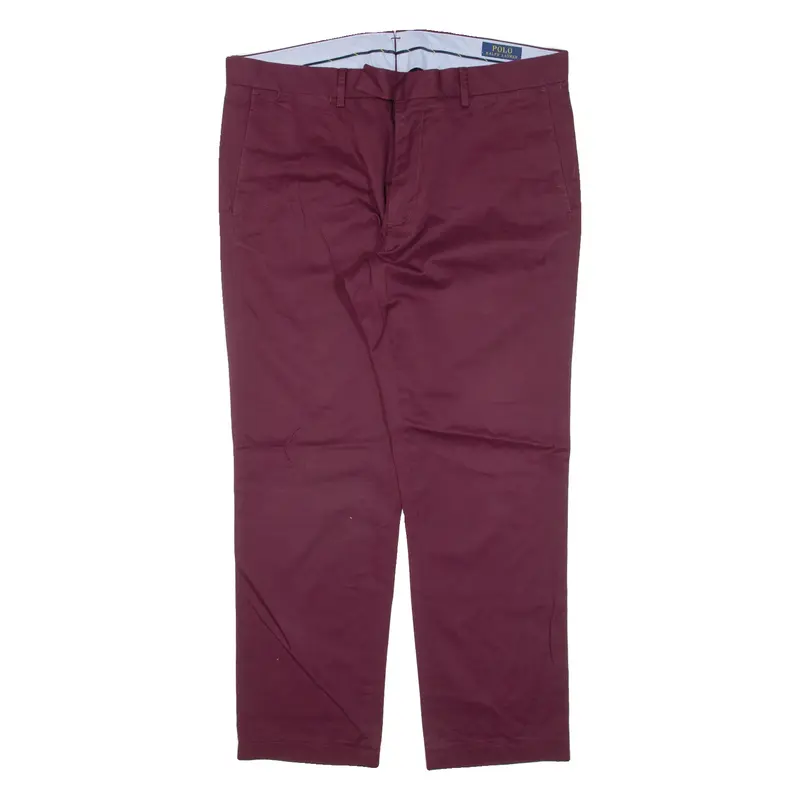 POLO RALPH LAUREN Chino Mens Trousers Maroon Slim Straight W34 L27