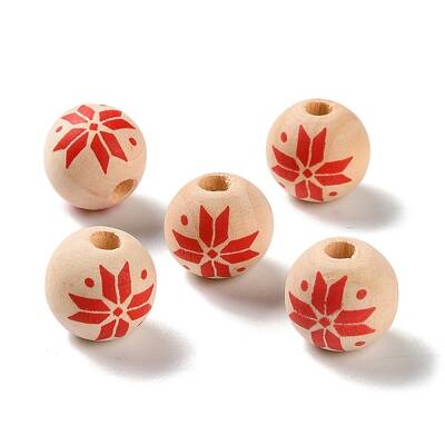 Printed Wood European Beads