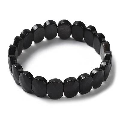 Natural Silver Obsidian Beaded Stretch Bracelet
