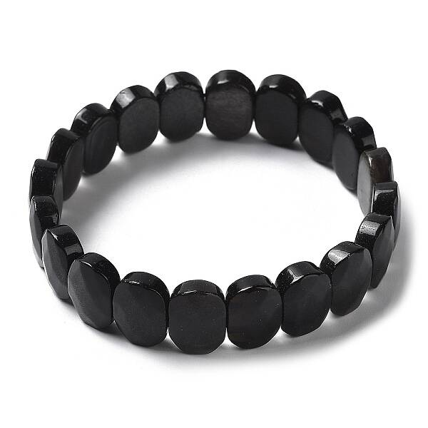 Natural Silver Obsidian Beaded Stretch Bracelet