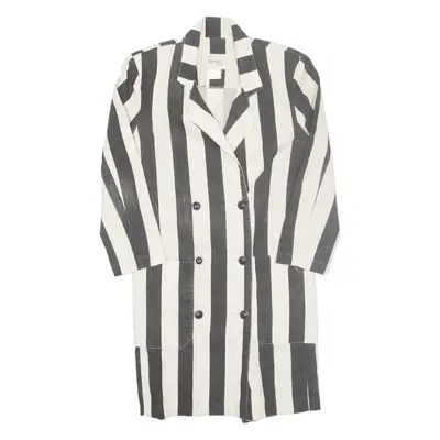 TAPESTRY Womens Overcoat Coat Black Striped M