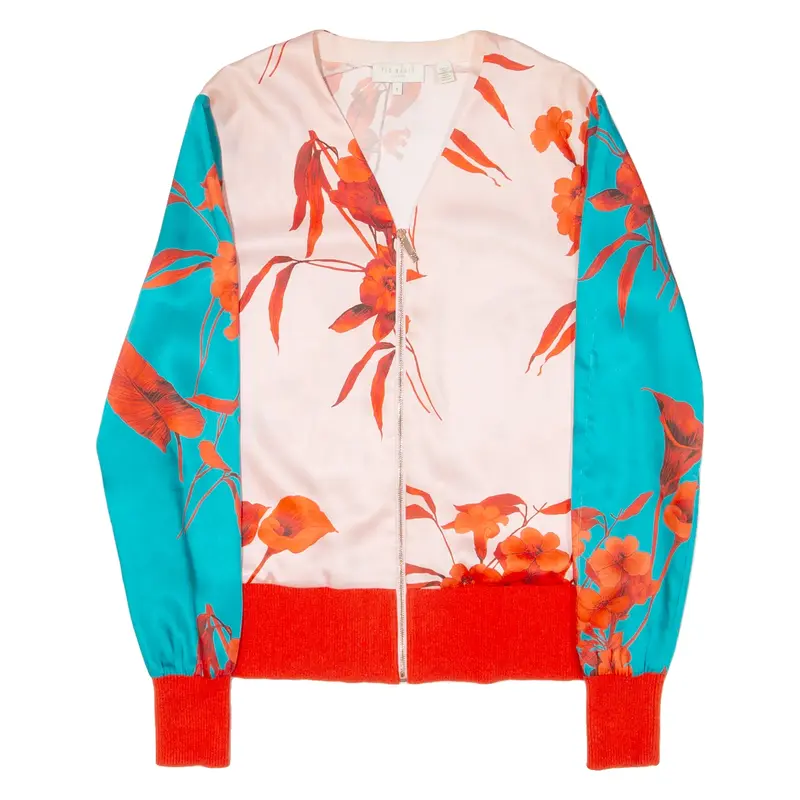 TED BAKER Womens Bomber Jacket Pink Floral S