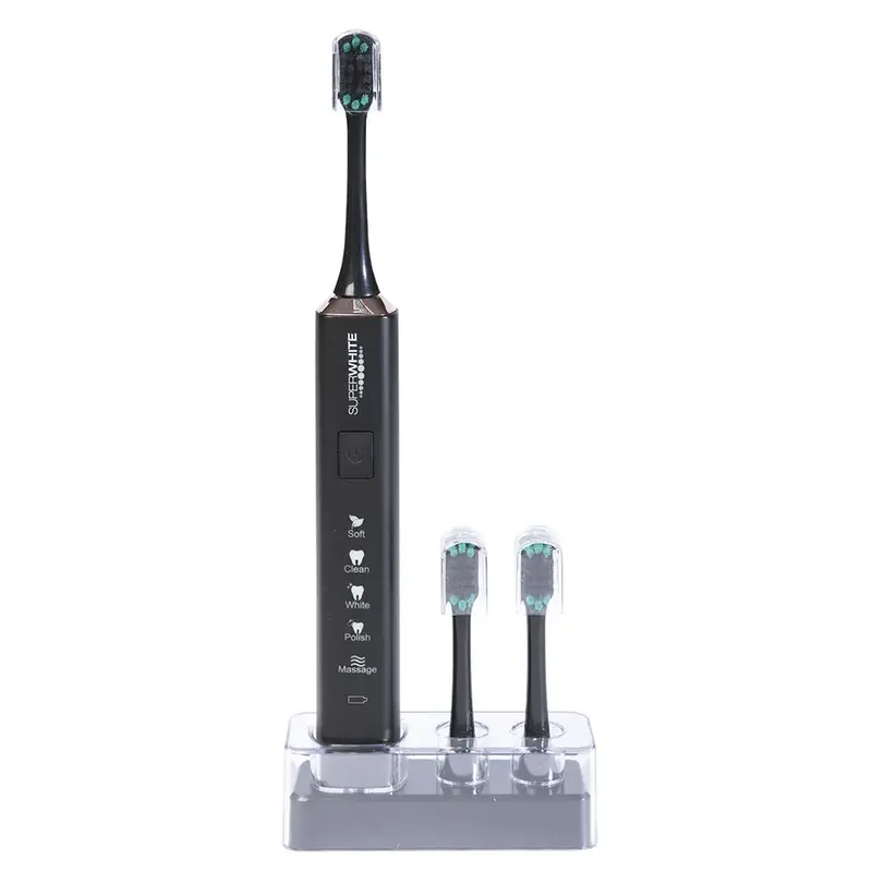 Superwhite Black Soft Sonic Toothbrush + 3 Heads