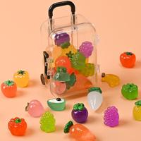 Random Color Luminous Resin Ornament, 10/20/30/50/100pcs Miniature Fruit & Vegetable Design Decoration with Mini Transparent ...