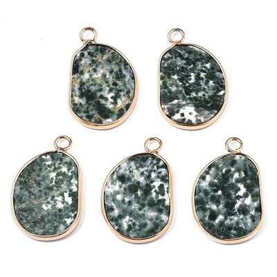 Natural Green Spot Jasper Pendants