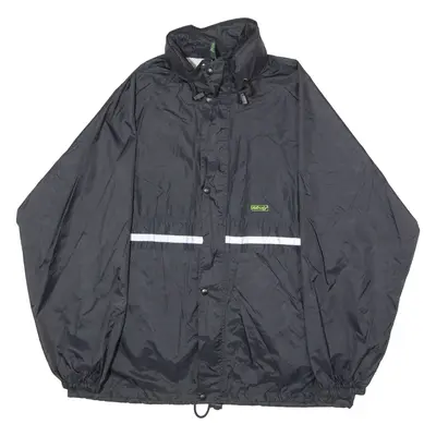 WINDY Mens Rain Coat Black Hooded L