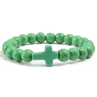Blue Turquoise Cross Bracelet | Color: Green | Size: 21cm