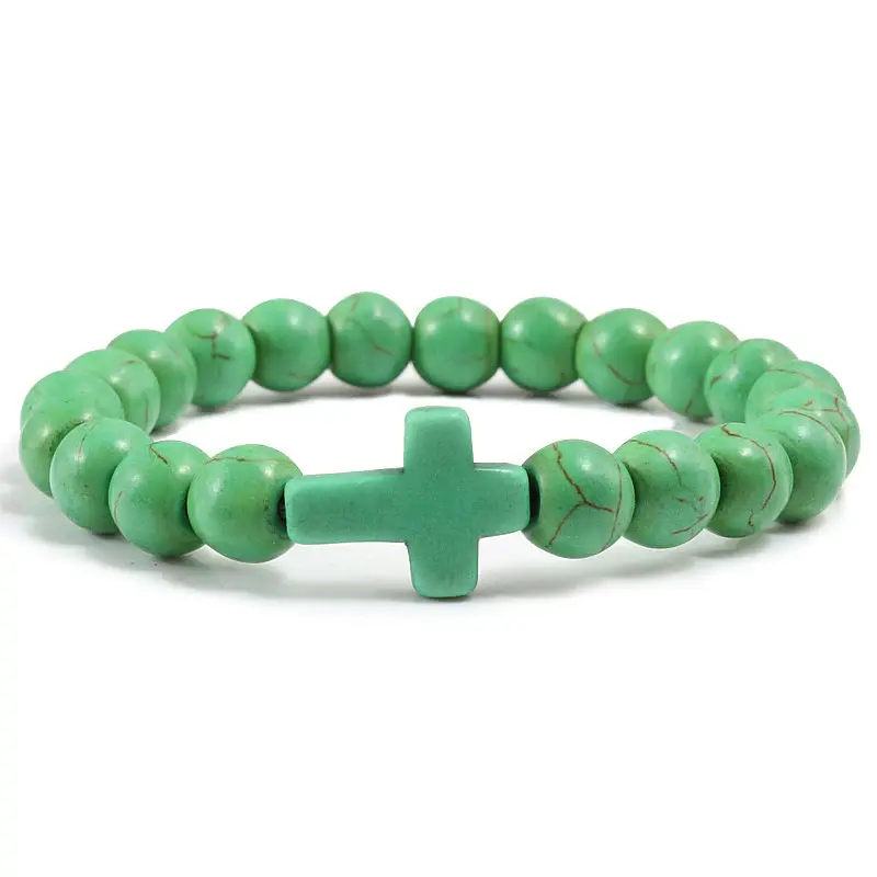 Blue Turquoise Cross Bracelet | Color: Green | Size: 21cm