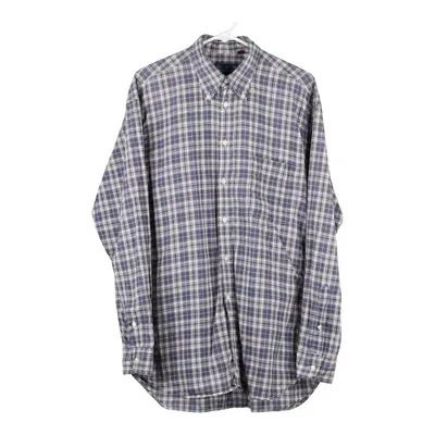 Brooksfield Checked Shirt - Large Blue Cotton