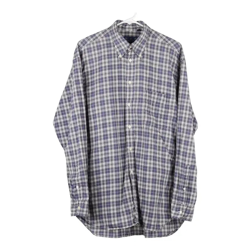Brooksfield Checked Shirt - Large Blue Cotton