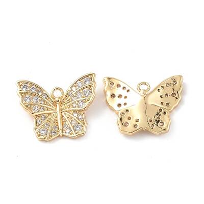 Brass Micro Pave Clear Cubic Zirconia Pendants