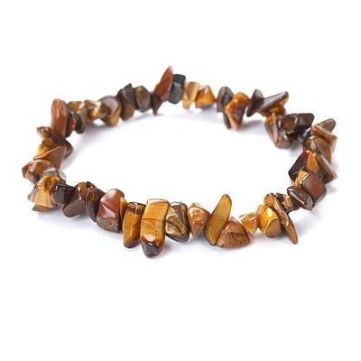 Natural Tiger Eye Chips Beaded Stretch Bracelet for Women
