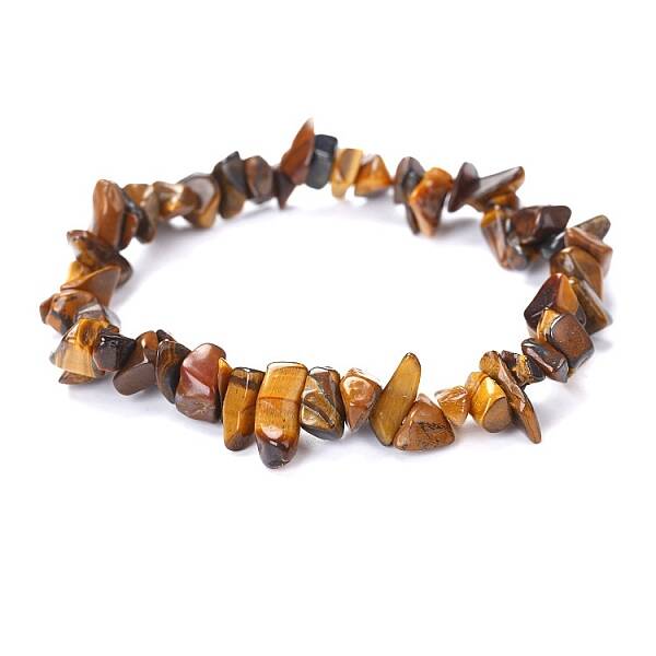 Natural Tiger Eye Chips Beaded Stretch Bracelet for Women