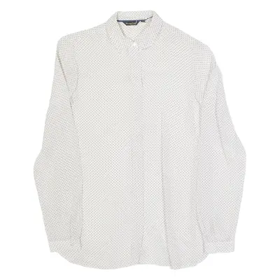 MASSIMO DUTTI Womens Printed Shirt White Collared Long Sleeve Polka Dot M