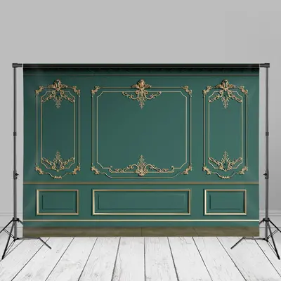 Classic Green Interior Wall Photography Backdrop - Aperturee