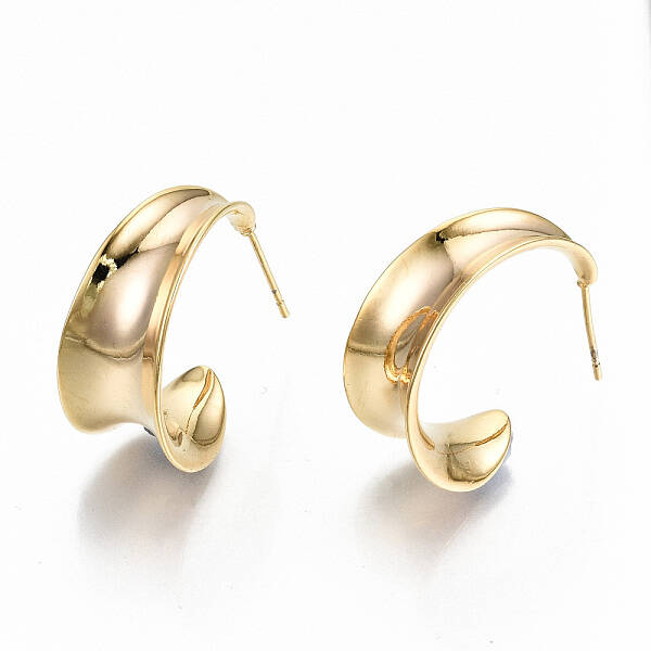 Semicircular Brass Stud Earrings