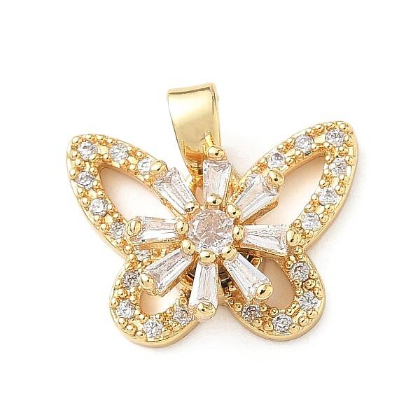 Brass Micro Pave Cubic Zirconia Rotating Pendants
