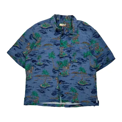Havana Jack''S Cafe Hawaiian Shirt - Medium Blue Viscose