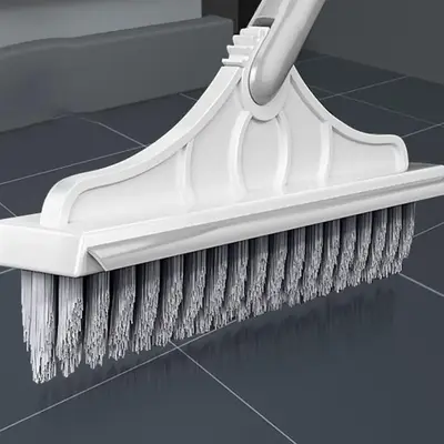 2 in 1 Floor Scrub Brush with Squeegee, 1 Count Long Handle Multifunctional Rotatable Floor Brush Scrubber, Household Cleanin...