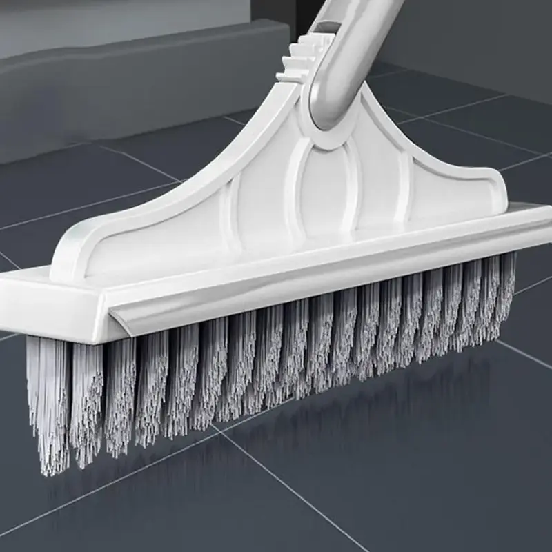 2 in 1 Floor Scrub Brush with Squeegee, 1 Count Long Handle Multifunctional Rotatable Floor Brush Scrubber, Household Cleanin...