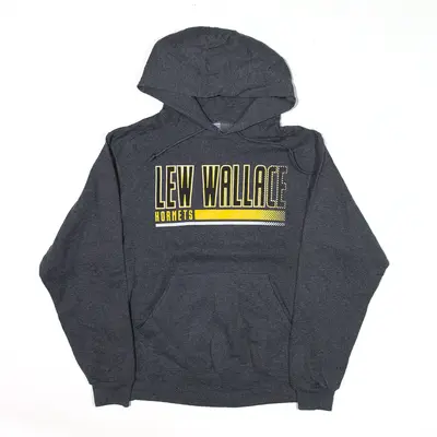JERZEES Lew Wallace Hornets Hoodie Grey Pullover USA Mens S