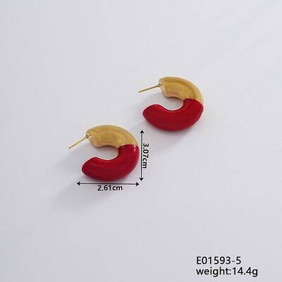 Vintage Retro Stainless Steel C-Shaped Stud Earrings for Women