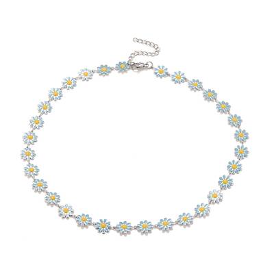 Enamel Daisy Link Chain Necklace