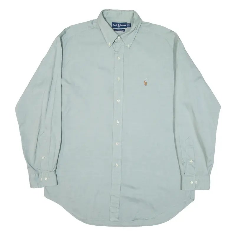 RALPH LAUREN Yarmouth Mens Plain Shirt Blue Long Sleeve XL