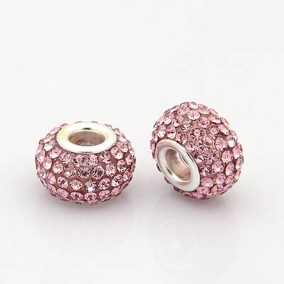 Resin Rhinestone European Beads