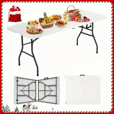 4FT/6FT/8FT Portable Folding Table - Heavy-Duty Plastic Construction, Adjustable Height, Carry Handle, and Fold-Up Design - I...