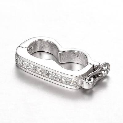 Anti-Tarnish Rhodium Plated 925 Sterling Silver Rhinestone Twister Clasps