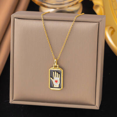 Rectangle Tarot 304 Stainless Steel with Enamel Pendant Necklaces for Women