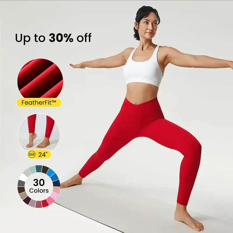 GLOWMODE 24 FeatherFit Crossover Yoga Leggings Buttery Soft High Stretch Gym