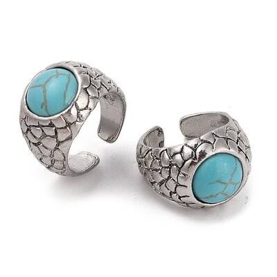 Round Synthetic Turquoise Cuff Rings