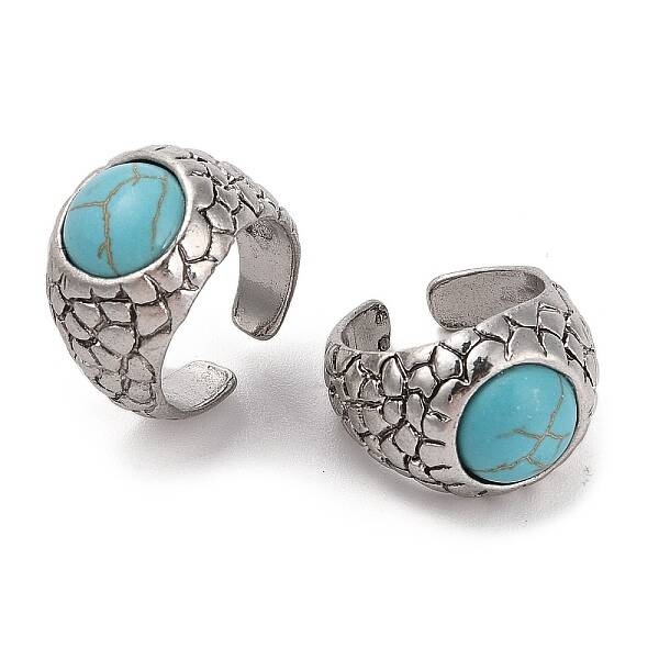 Round Synthetic Turquoise Cuff Rings