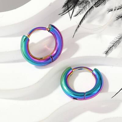 202 Stainless Steel Huggie Hoop Earrings