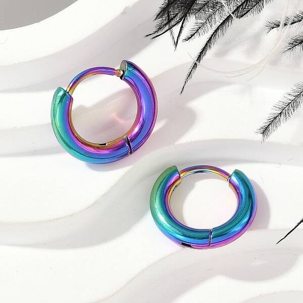 202 Stainless Steel Huggie Hoop Earrings