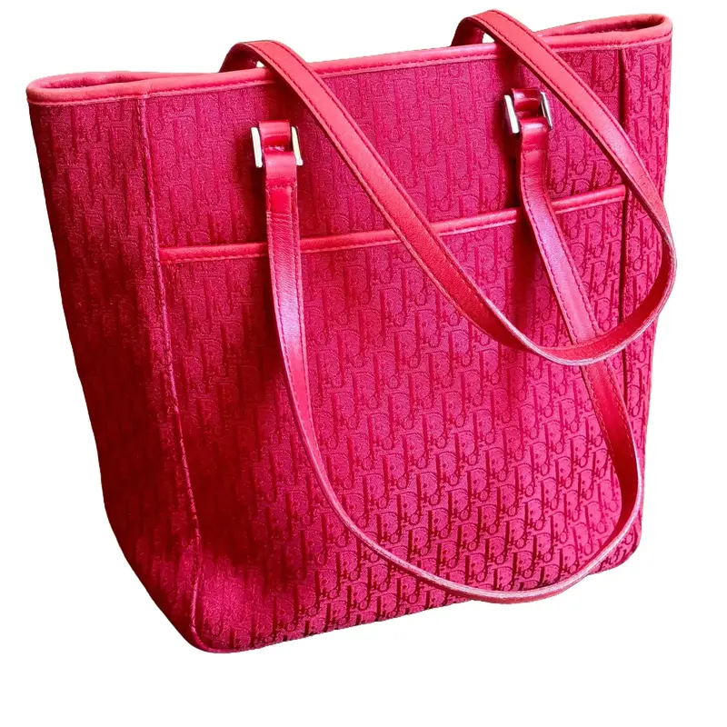 Pre-owned Cotton Tote Bags DIOR Red Trottor Canvas Mini Tote Bag Trendy & Stylish