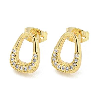 Brass Micro Pave Cubic Zirconia Stud Earrings