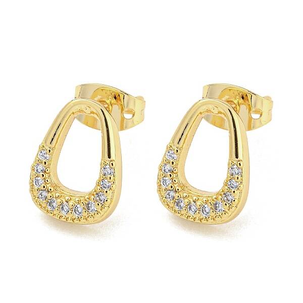 Brass Micro Pave Cubic Zirconia Stud Earrings