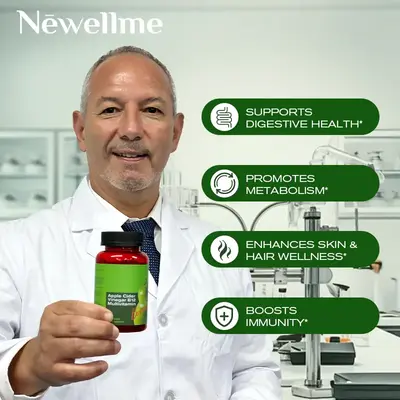 Newellme-Apple cider Vinegar Gummy Energy and Gut Health - Gut Health - supports digestion, detoxification and cleansing - B1...