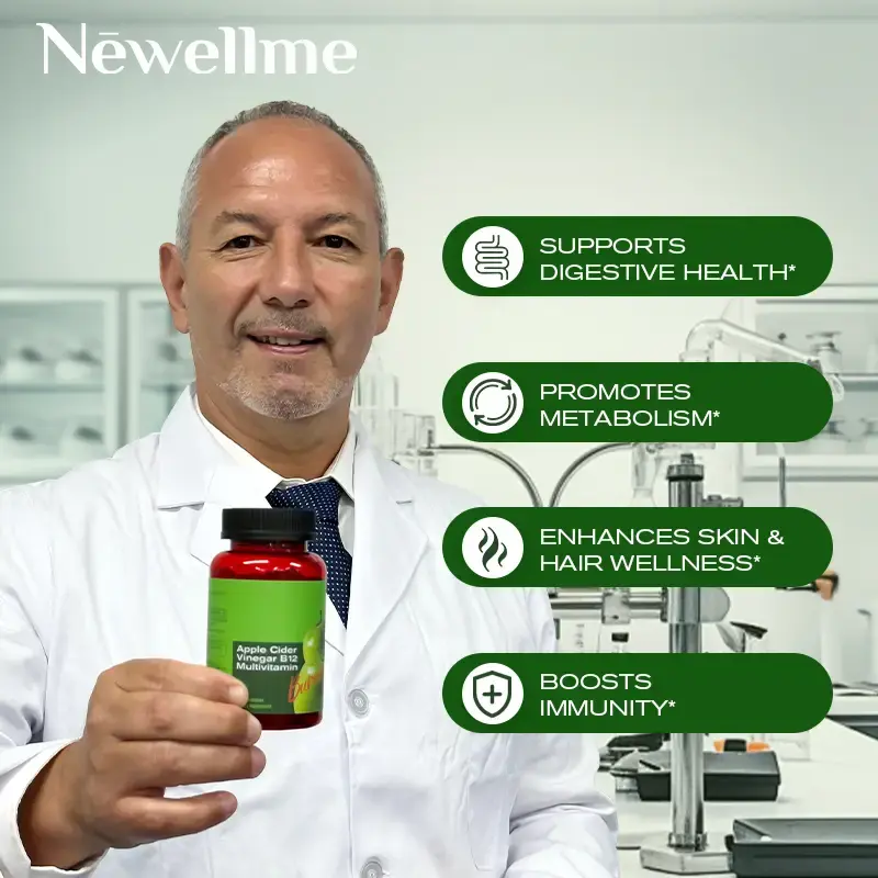 Newellme-Apple cider Vinegar Gummy Energy and Gut Health - Gut Health - supports digestion, detoxification and cleansing - B1...