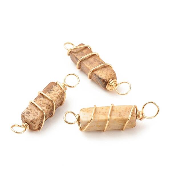 Natural Picture Jasper Connector Charms