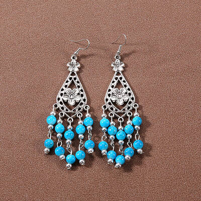 Bohemian tassel turquoise earrings