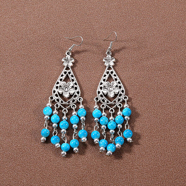 Bohemian tassel turquoise earrings