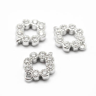 Brass Micro Pave Grade AAA Cubic Zirconia Links