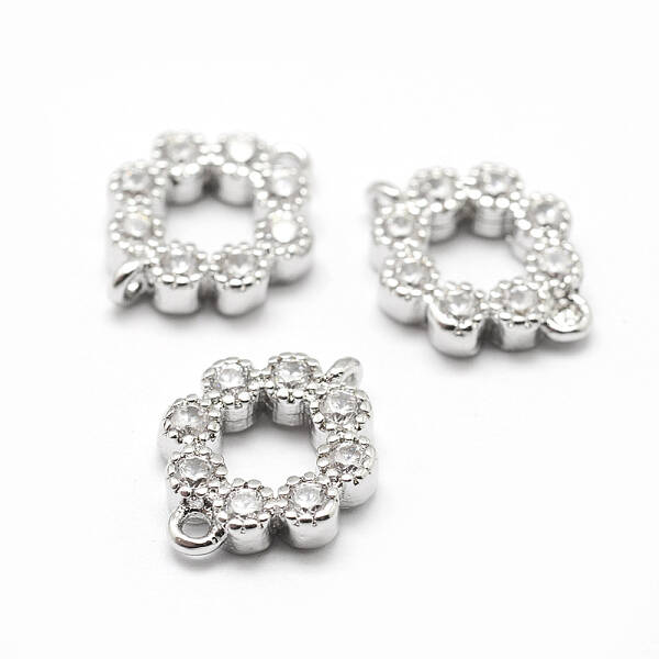 Brass Micro Pave Grade AAA Cubic Zirconia Links