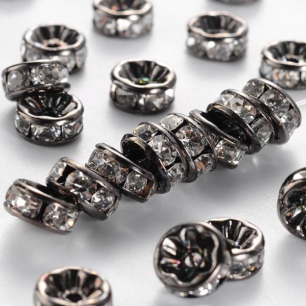 Brass Rhinestone Spacer Beads