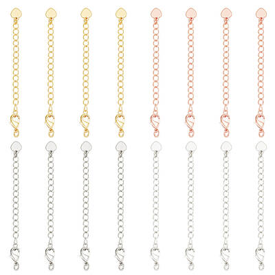 16Pcs 4 Colors Brass Curb Chain Extenders