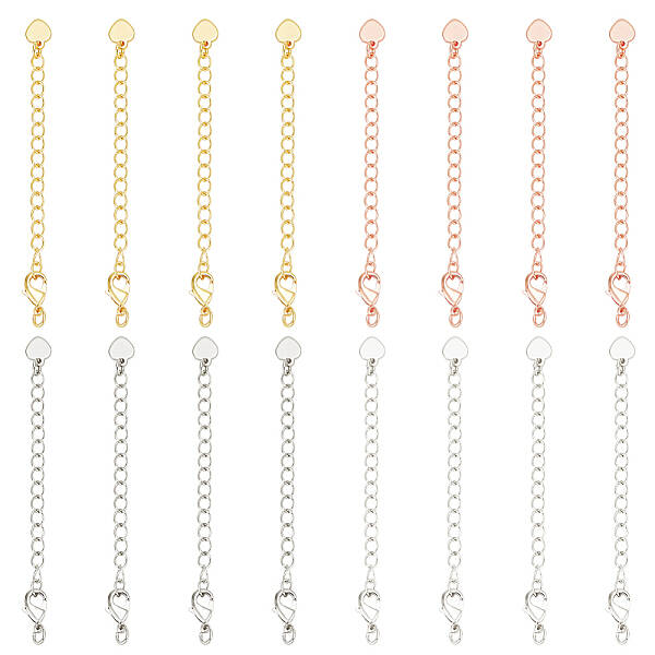 16Pcs 4 Colors Brass Curb Chain Extenders